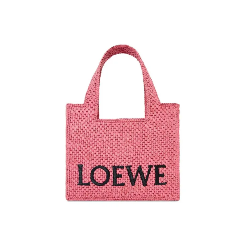 LOEWE Font Tote Raffia Tote Bag, Shopping Bag, Shoulder Bag, Crossbody Bag, Handbag Mini Women's Pink-0