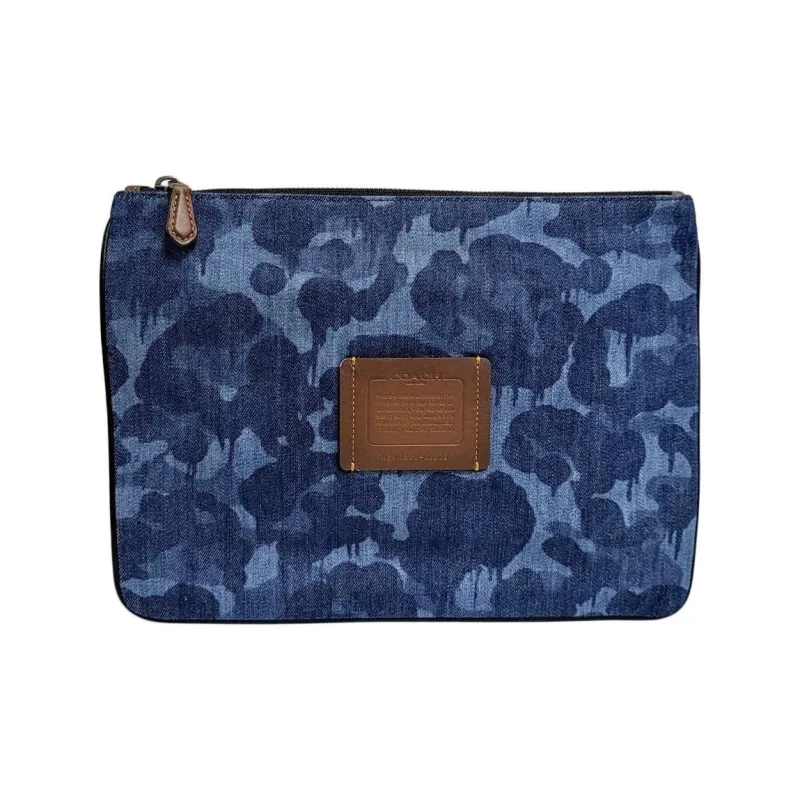 COACH Denim Clutch Large Size Men's Blue-1