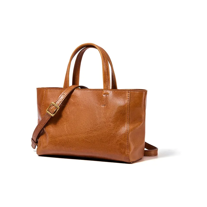 KAISER Cow Leather Handbag Medium Size Women's Sunset Yellow/Black/Brown-1