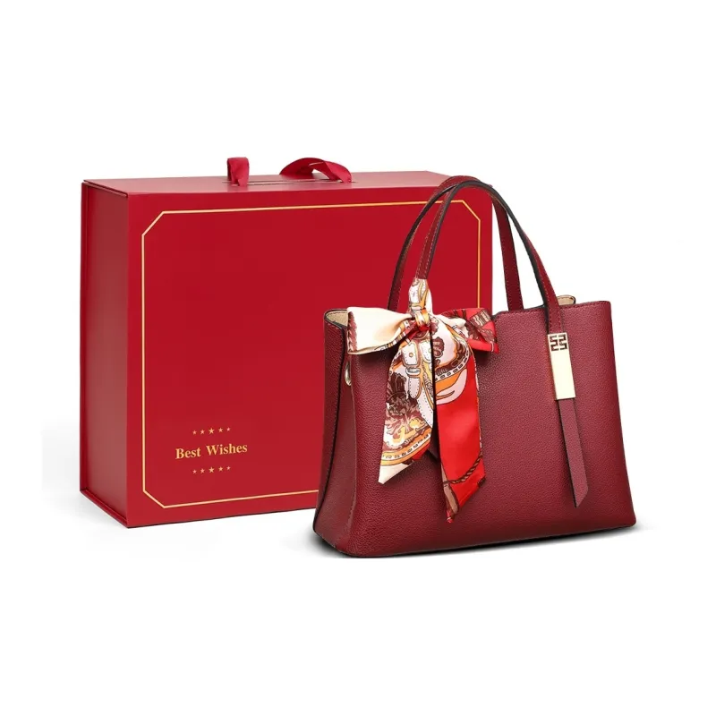COMELY Cow Leather With Synthetic Leather Bride's Shoulder Bag Handbag Women's Burgundy-7