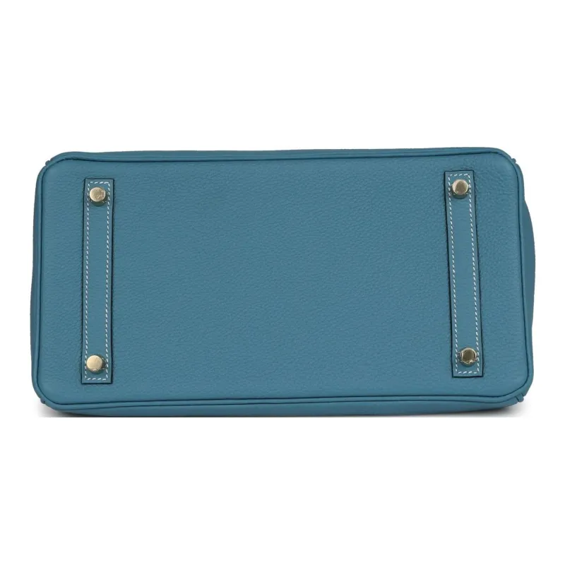 HERMES Birkin Togo Leather Birkin Bag Handbags Women's New Denim Blue-4