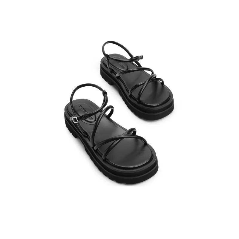 CHARLES&KEITH Small Ck One Strap Sandals 4.1cm Women's Silver/Silver/Beige/Beige/Black-11