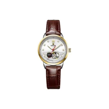 EBOHR Master Collection Automatic Mechanical Movement Genuine Leather Strap Watch Women's Watch Silver Dial