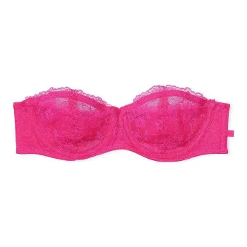 Victoria's Secret PINK Sexy Tee Unlined Lace Strapless Bra/Forever Pink Bra Women's Pink