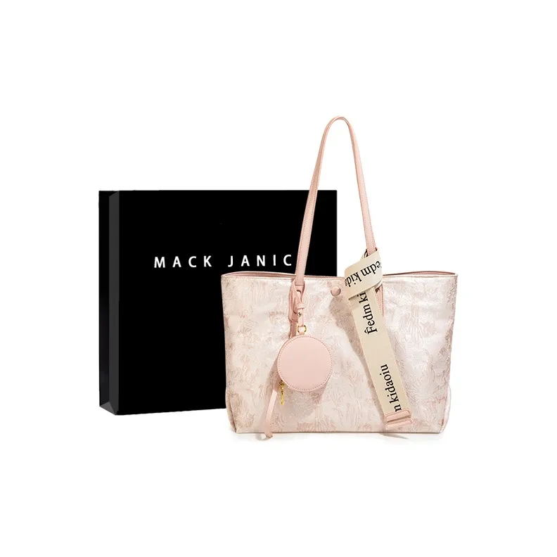 MACKJANICE Polyurethane With Synthetic Leather Tote Bag, Shopping Bag, Shoulder Bag Women's Embroidery Powder-0