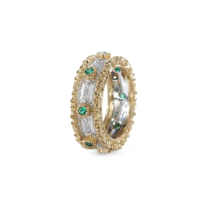 BUCCELLATI Gold White Gold Emerald Rings Women's Gold-2