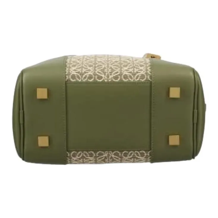 LOEWE Anagram Fabric With Calfskin Shoulder Bag, Crossbody Bag, Handbag Women's Green-5
