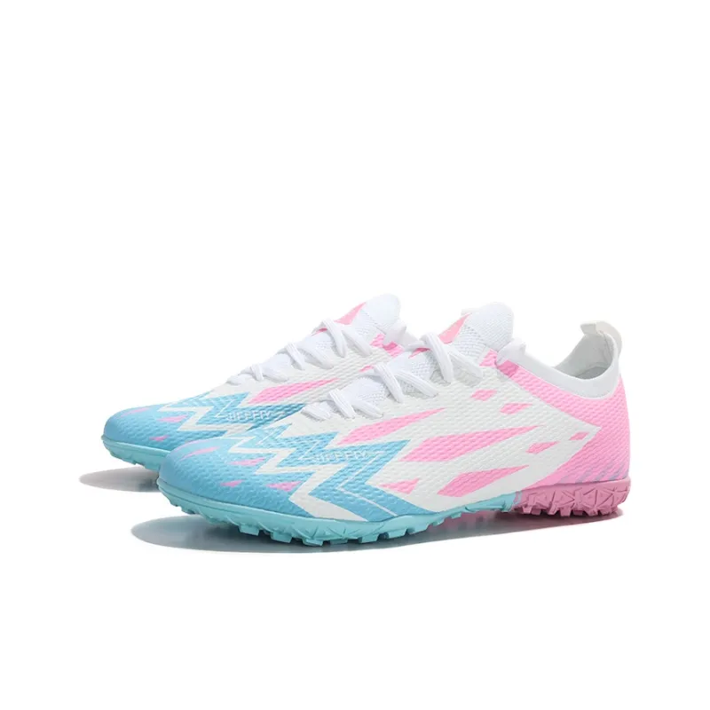 Jifffly Cushioned Anti Slip And Wear Resistant Lightweight Soccer Shoes Unisex White Blue Pink-2