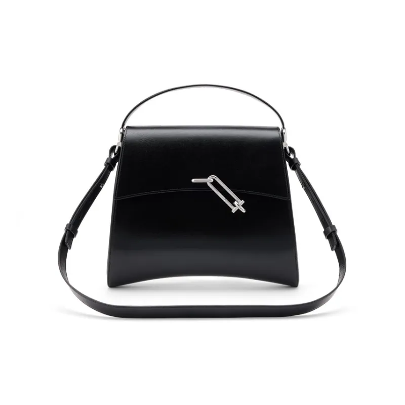 TAD FAB Smooth Cow Leather Messenger Bag One Shoulder Handbag Large Size Unisex Black/Purple/Brown-0