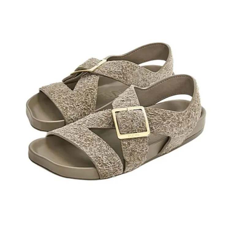 LOEWE Ease Buckle Strap Sandals 2cm Women's Khaki Green-2