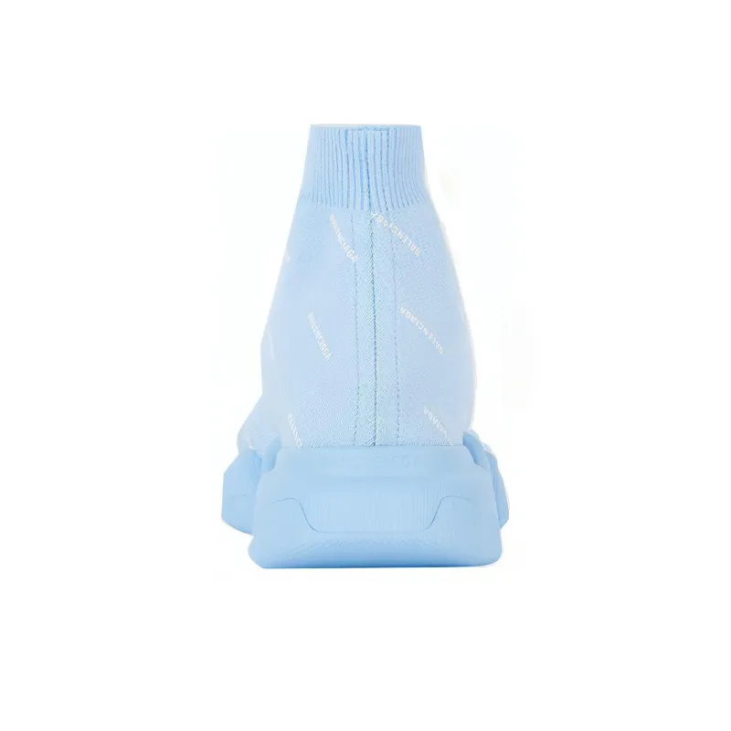 Balenciaga All Over Logo Speed 2.0 Light Blue Women's-4