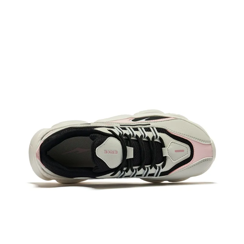 Erke Sweetheart 2.0 Cushioning Coverage Mid Top Running Shoes Women's Black White-2