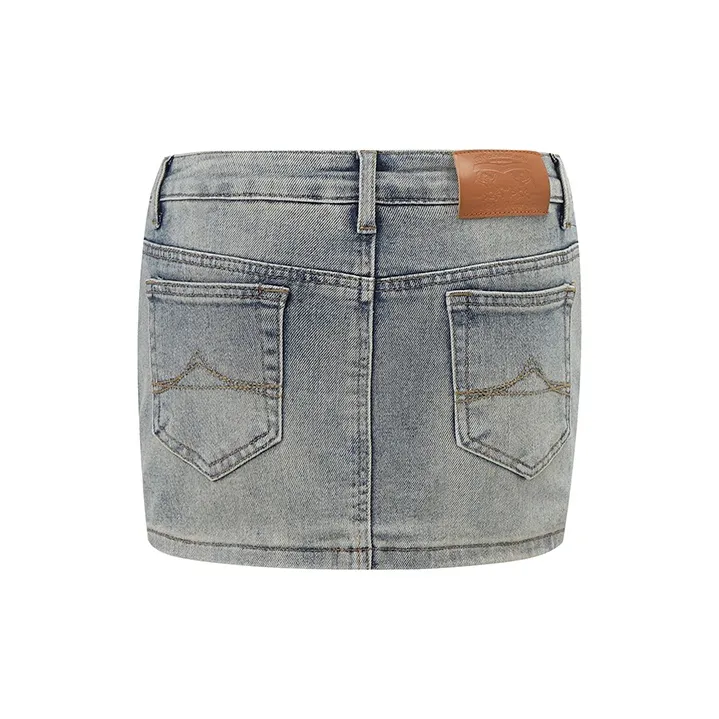 Ariseism Denim Short Skirts Women's Washed Blue-1