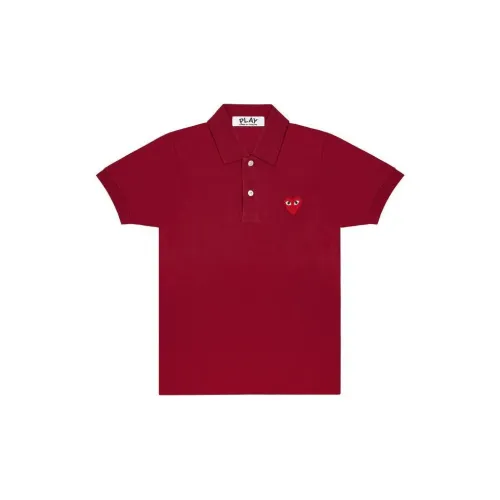 CDG Play Polo Shirts Unisex Dark Red