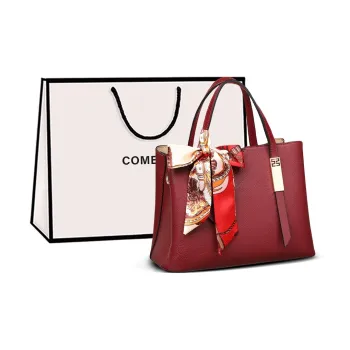 COMELY Cow Leather With Synthetic Leather Bride's Shoulder Bag Handbag Women's Burgundy