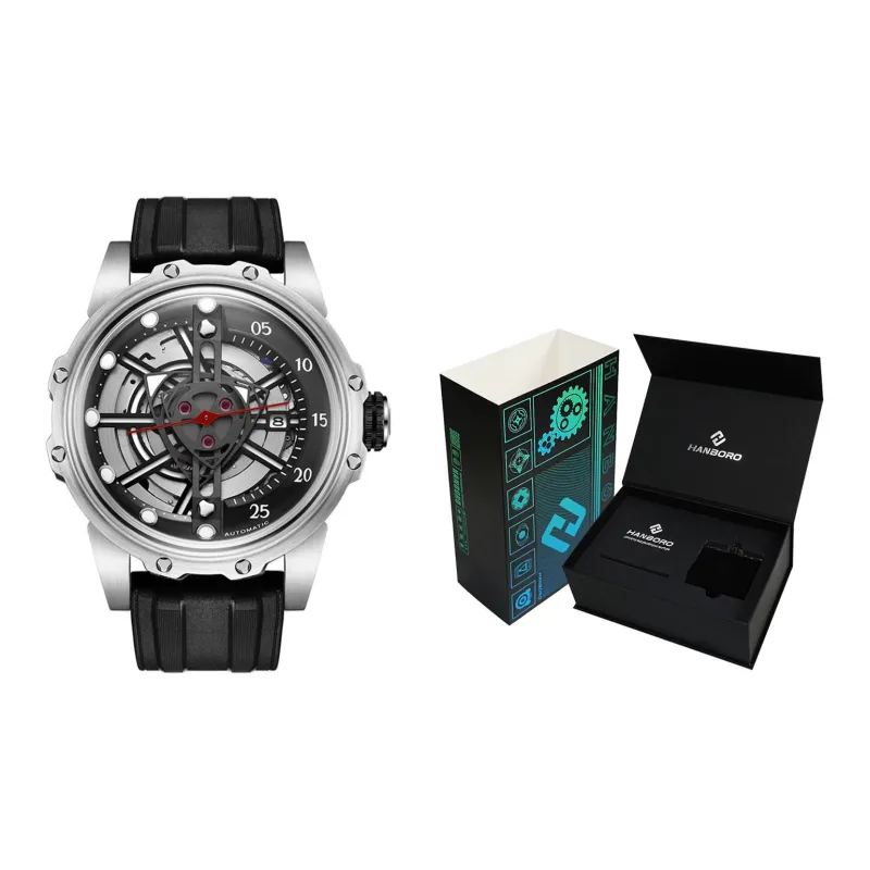 HANBORO Automatic Mechanical Movement Watch Men's Watches Black Dial HBR8857-BH-1
