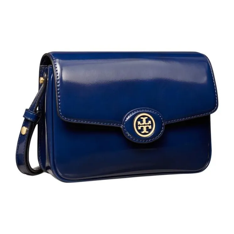 TORY BURCH Robinson Patent Leather Handbag Shoulder Bag Women's Marine Blue-2