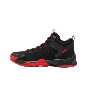 361° Anti-Slip Wear-Resistant Mid-Top Basketball Shoes Men's Black Red