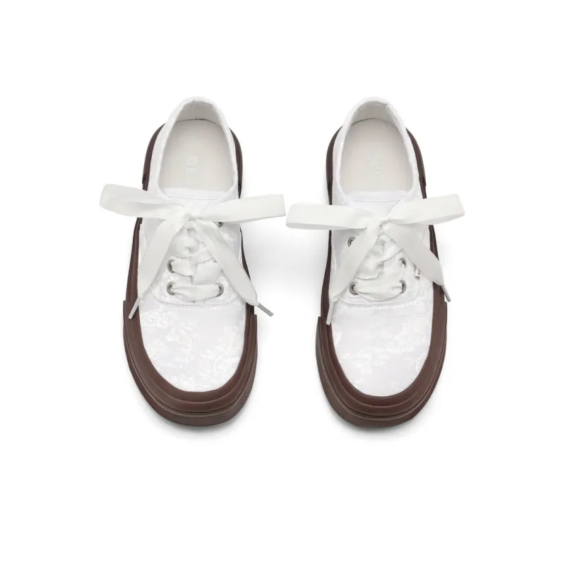 BELLE Low Top Canvas Shoes Women's Green Ecru-7