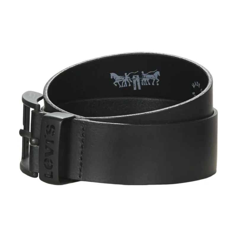Levi's Solid Color Design Leather Leather Belts Men's Black Width  4cm-3
