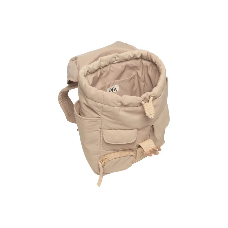 ZARA Polyamide Backpack Regular Women's Beige-2