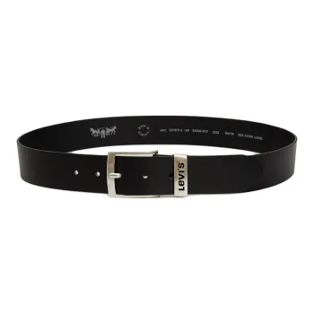 Levi's Letter Label Leather Leather Belts Men's Black Width  4CM