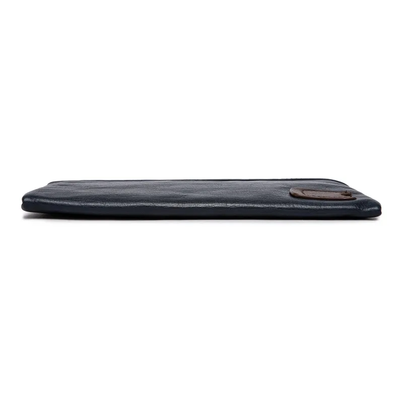 FAIRWHALE Cow Leather Clutch Card Holder Wallet Wrist Bag Unisex Dried Yellow Brown/Elegant Black/Smoke Cyan-11