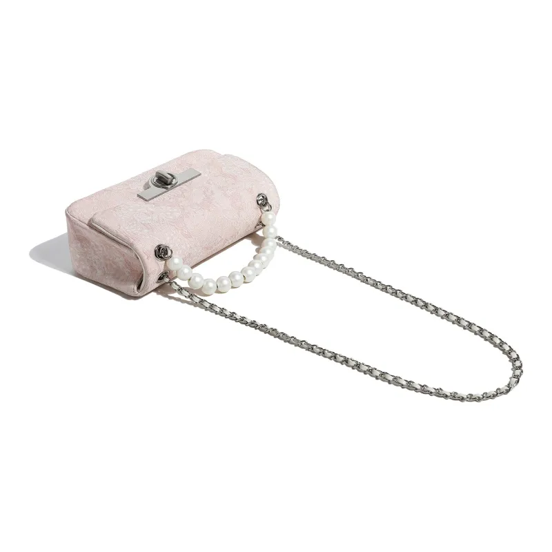 Miss Kung Fabric Chain Bag Pearl Bag Crossbody Bag Women's Embroidery Pink-1