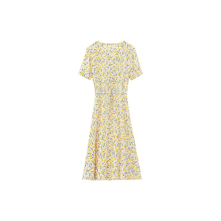 ETSE Short Sleeved Dress Women's Light Yellow-1