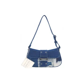 Emotional World Denim Shoulder Bag Punk Crossbody Bag Women's Denim Blue