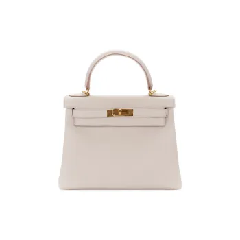 HERMES Kelly Togo Calfskin Kelly Bag Handbags Women's 8L Beton Glacier White & Concrete Gray