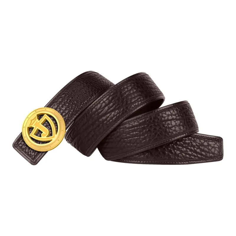 Jaylen Oos Wild Cow Leather Textured Top Grain Cow Leather Stainless Steel Smooth Buckle Leather Belts Men's 3.8cm-10