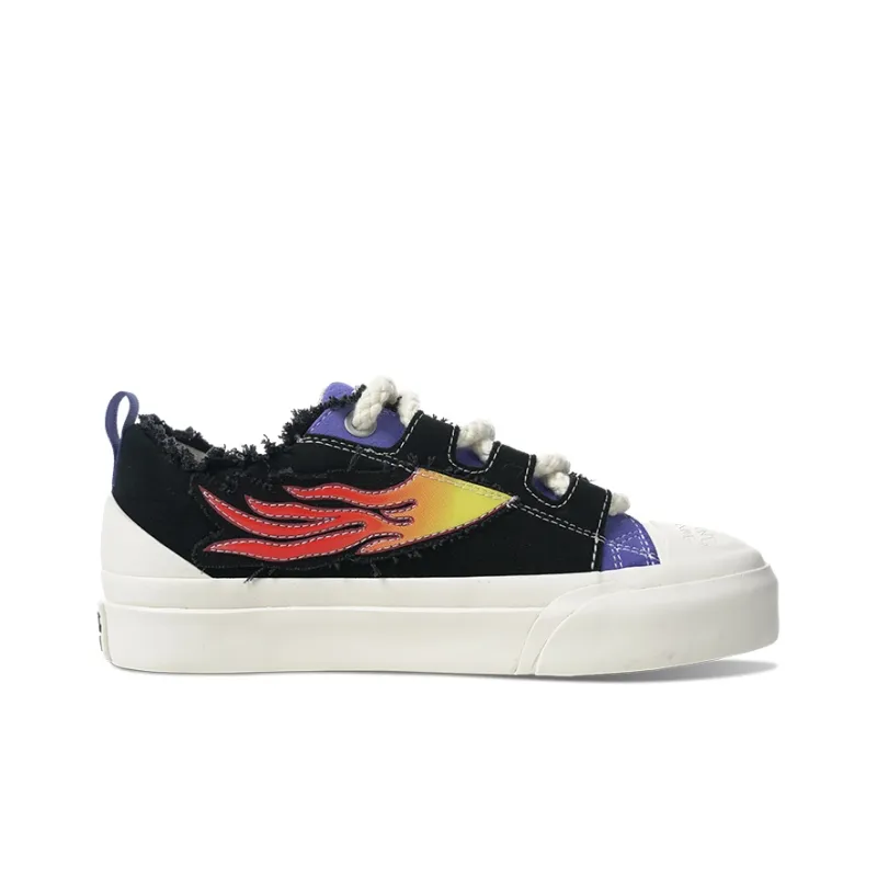 BURNING FLAME Shoes Anti Slip And Wear Resistant Height Increasing Low Top Canvas Shoes Unisex Night Purple-1