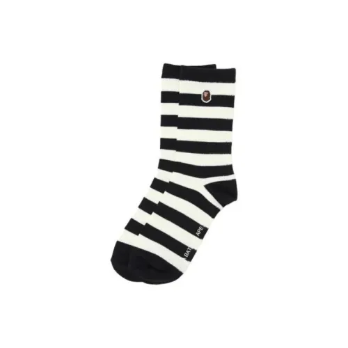 A BATHING APE Head One Point Hoop Socks Olive Drab
