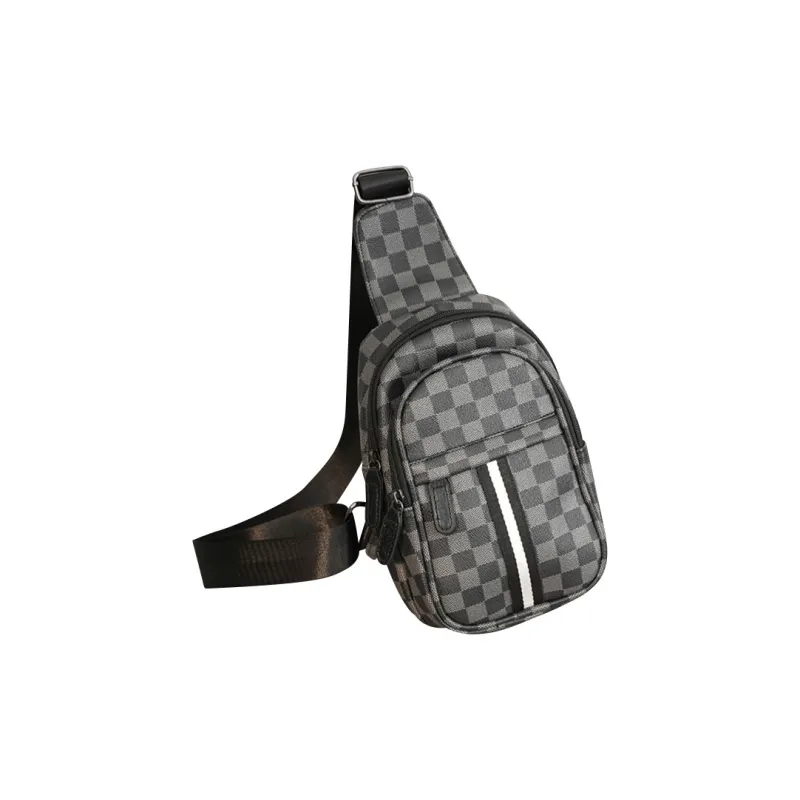DOSRFINI PU Sling Bag Men's Black/Gray-2