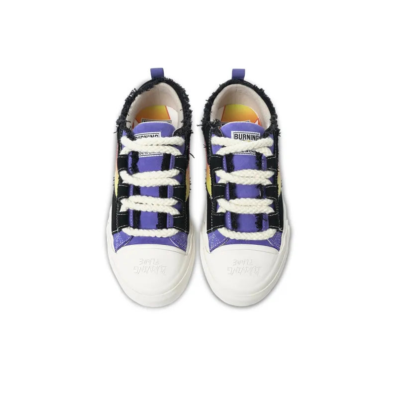 BURNING FLAME Shoes Anti Slip And Wear Resistant Height Increasing Low Top Canvas Shoes Unisex Night Purple-3