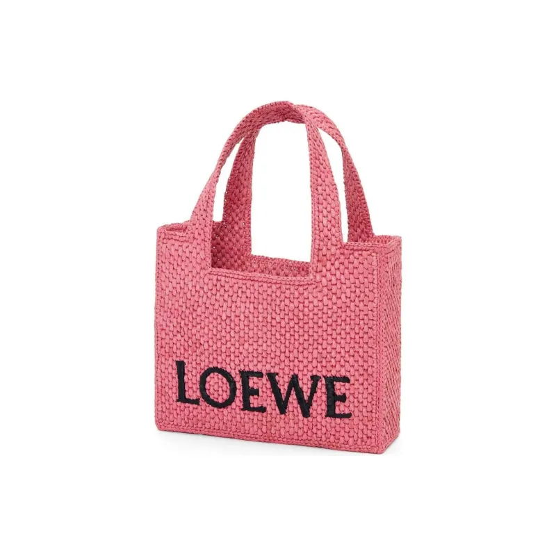 LOEWE Font Tote Raffia Tote Bag, Shopping Bag, Shoulder Bag, Crossbody Bag, Handbag Mini Women's Pink-1