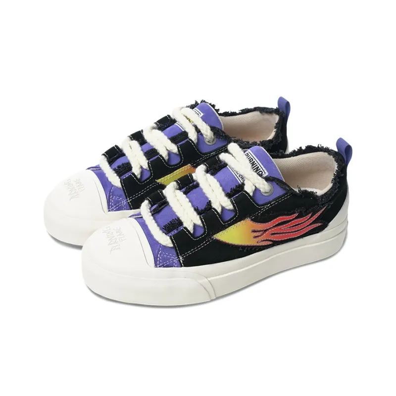 BURNING FLAME Shoes Anti Slip And Wear Resistant Height Increasing Low Top Canvas Shoes Unisex Night Purple-2