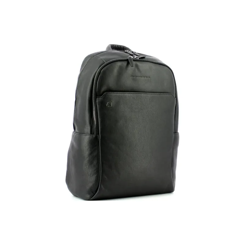 PIQUADRO Leather Backpack Regular Unisex Black-2