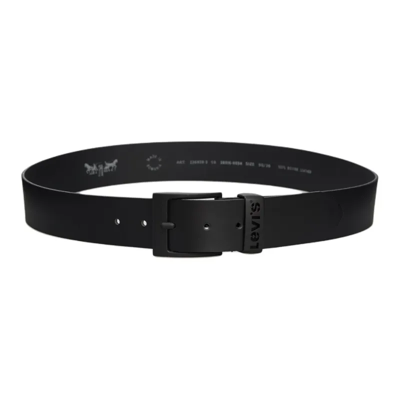 Levi's Solid Color Design Leather Leather Belts Men's Black Width  4cm-1