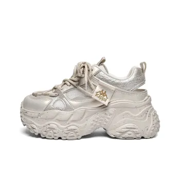 Kappa Anti Slip Wear Resistant Height Increasing Breathable Low Top Chunky Sneakers Women's Gold Silver