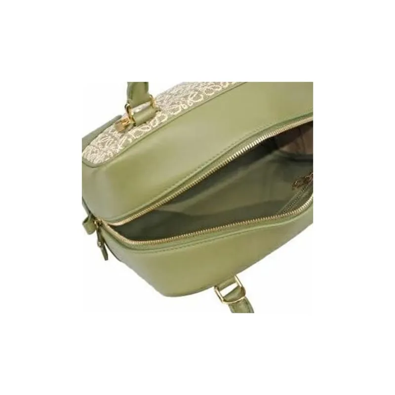 LOEWE Anagram Fabric With Calfskin Shoulder Bag, Crossbody Bag, Handbag Women's Green-6