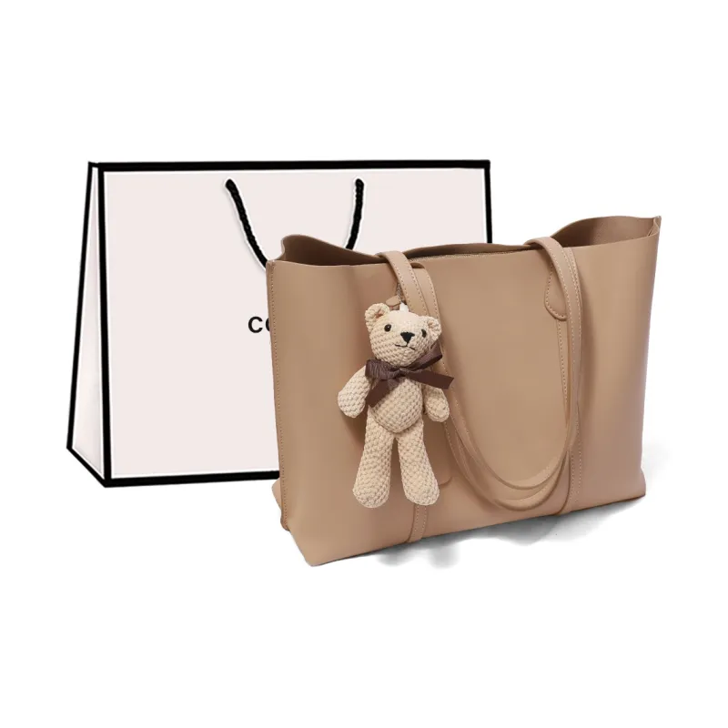 COMELY Cow Leather Patchwork Synthetic Leather Shoulder Bag Tote Regular Women's Blue Apricot Smoke Gray-7