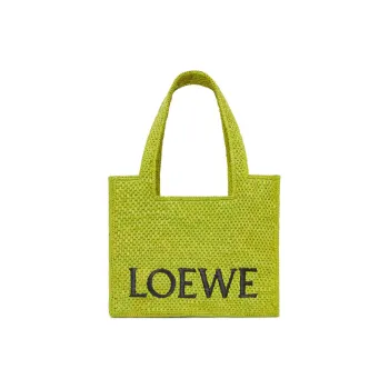 LOEWE Font Tote Raffia Shoulder Bag Crossbody Bag Handbag Medium Size Women's Meadow Green