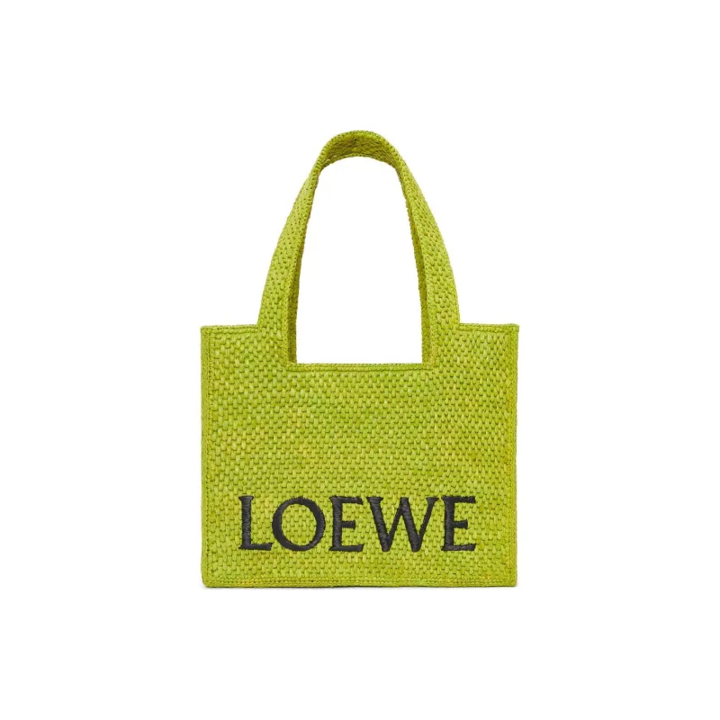 LOEWE Font Tote Raffia Shoulder Bag, Crossbody Bag, Handbag Medium Size Women's Pasture Green-0