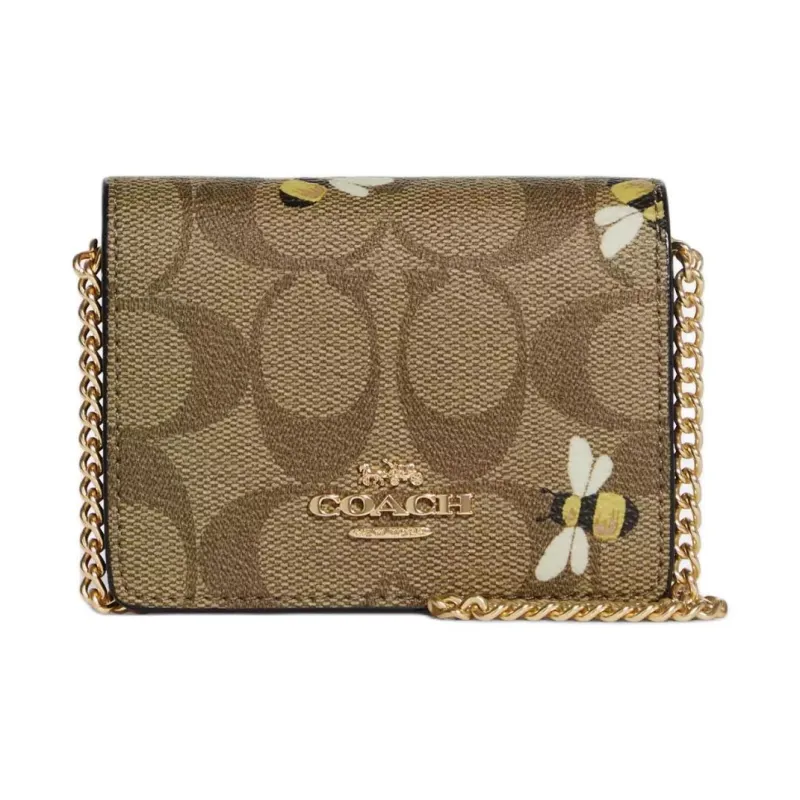 COACH Canvas With Leather Wallet, Shoulder Bag, Crossbody Bag Trumpets Women's Khaki-0