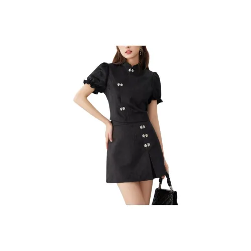 Love to serve Two Piece Skirt Sets Women's Black