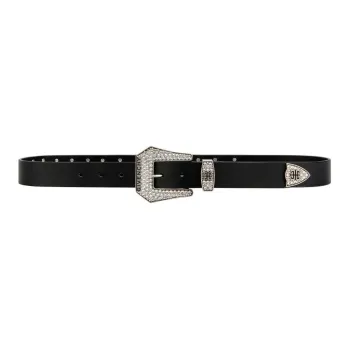 GIVENCHY Gemstone Decoration Smooth Buckle Leather Belts Men's Black 3CM