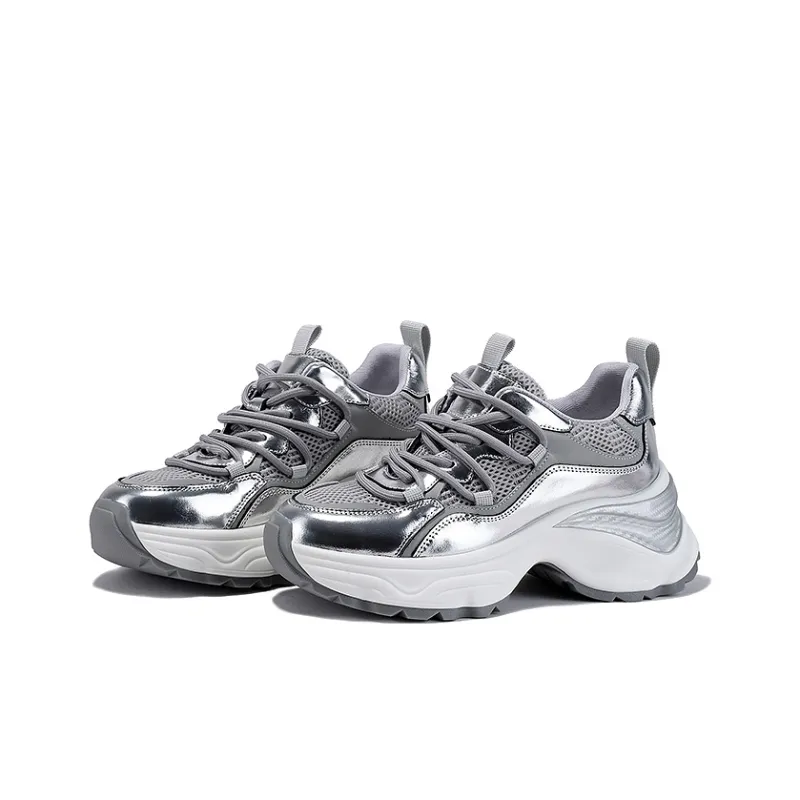 BELLALILY Anti-Slip And Wear-Resistant Height Increasing Low-Top Chunky Sneakers Women's-7