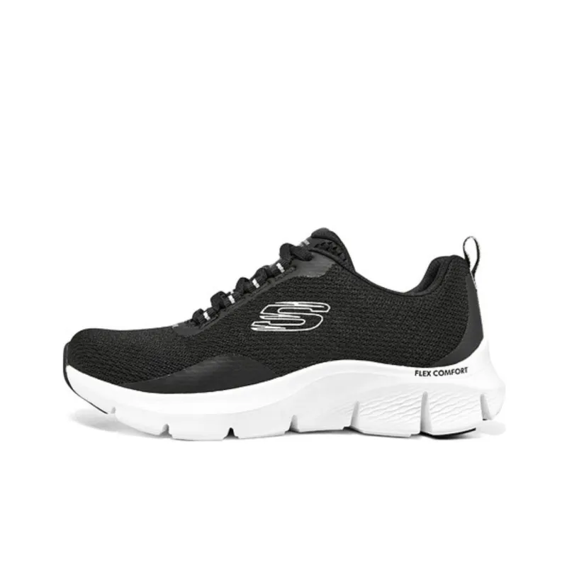 Skechers Flex Comfort Cushioning Anti-Slip And Wear-Resistant Low-Top Casual Running Shoes Women's Black White-0